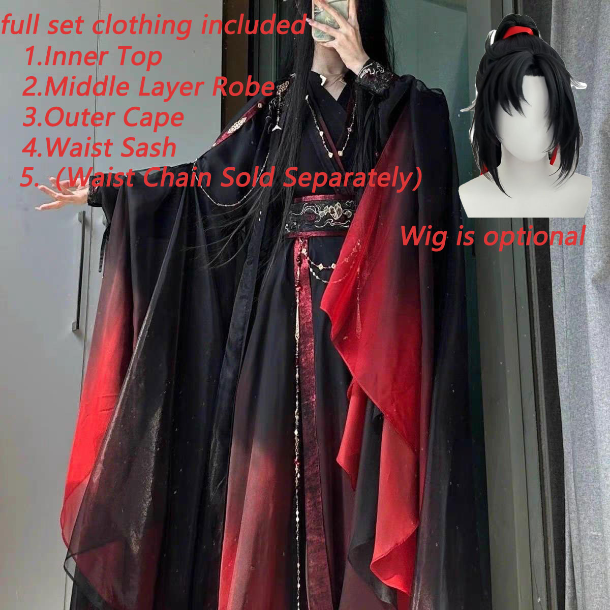 Anime Cosplay Show - Robe chinoise ancienne Xianxia unisexe, ensemble