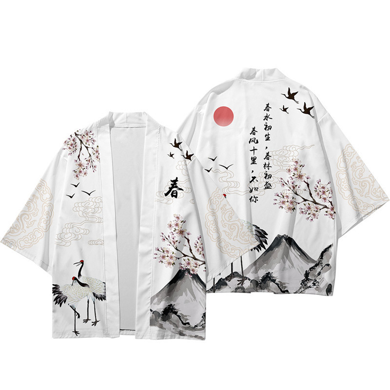Demon Slayer Haori - Cardigan Samurai Crane à imprimé floral,