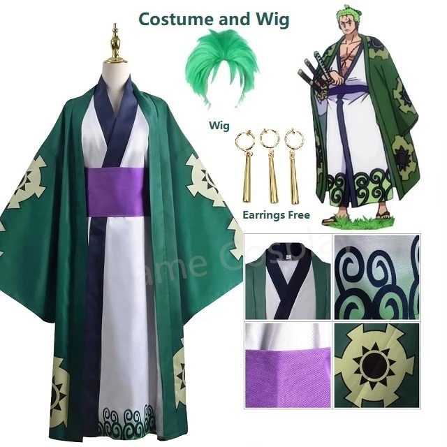 Anime Cosplay One Piece - Vert Roronoa Zoro Kimono Cosplay Anime