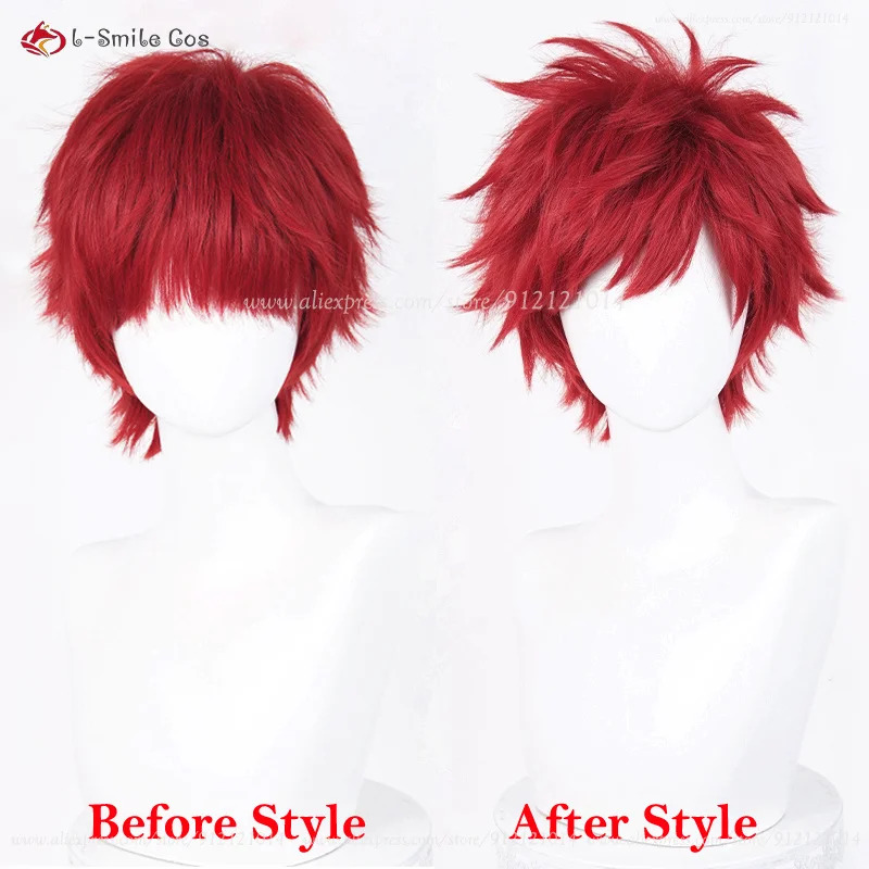 Anime Cosplay Nun - Perruques synthétiques courtes rouges de 30cm,