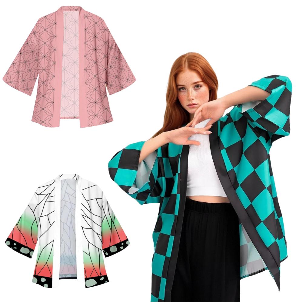 Demon Slayer Haori - Kimono à carreaux vert et noir